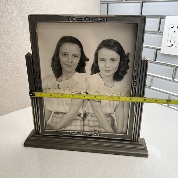 Vintage Art Deco Wood Swing Tilt Picture Frame 1930s Silver Gray - Picture 14 of 16